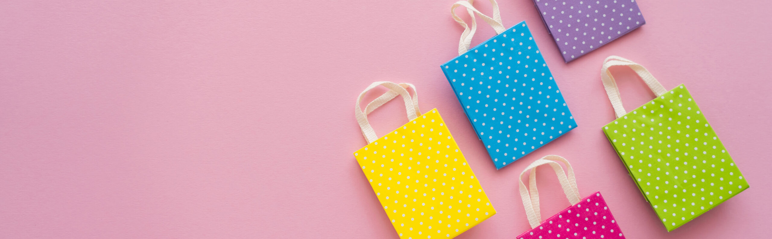 Colorful polka dot shopping bags