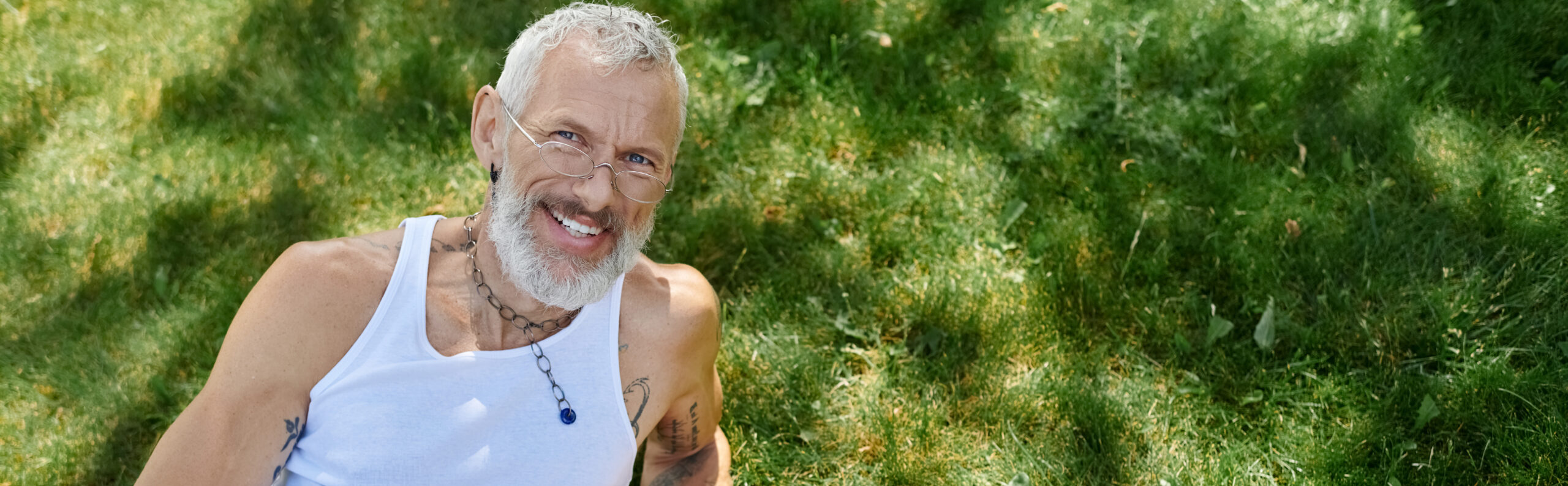 Man relaxing outside on a sunny day